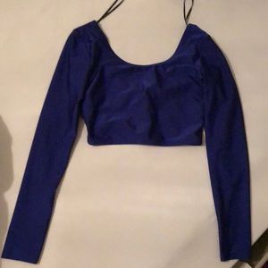 Blue long sleeve crop top